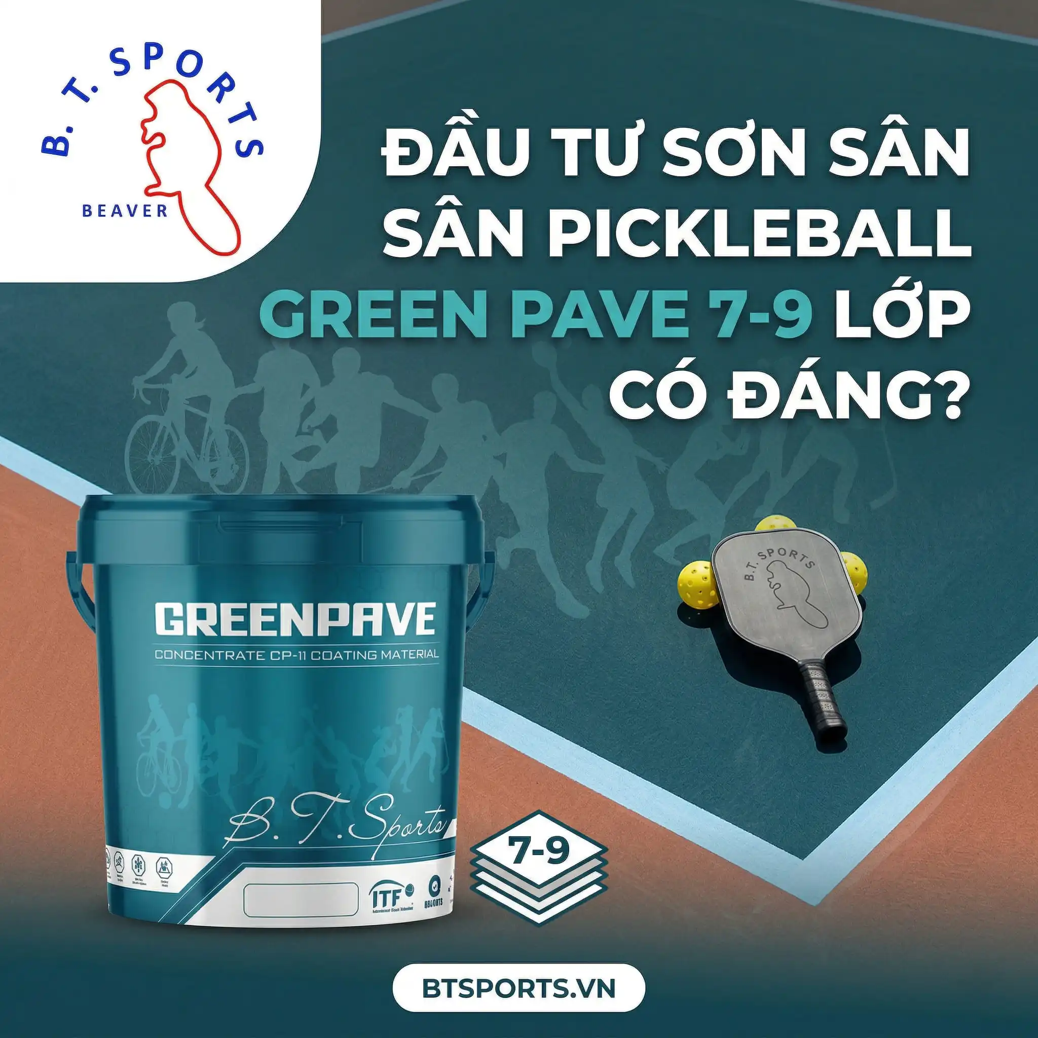 Đầu Tư Sơn Sân Pickleball Green Pave 7-9 Lớp Có Đáng