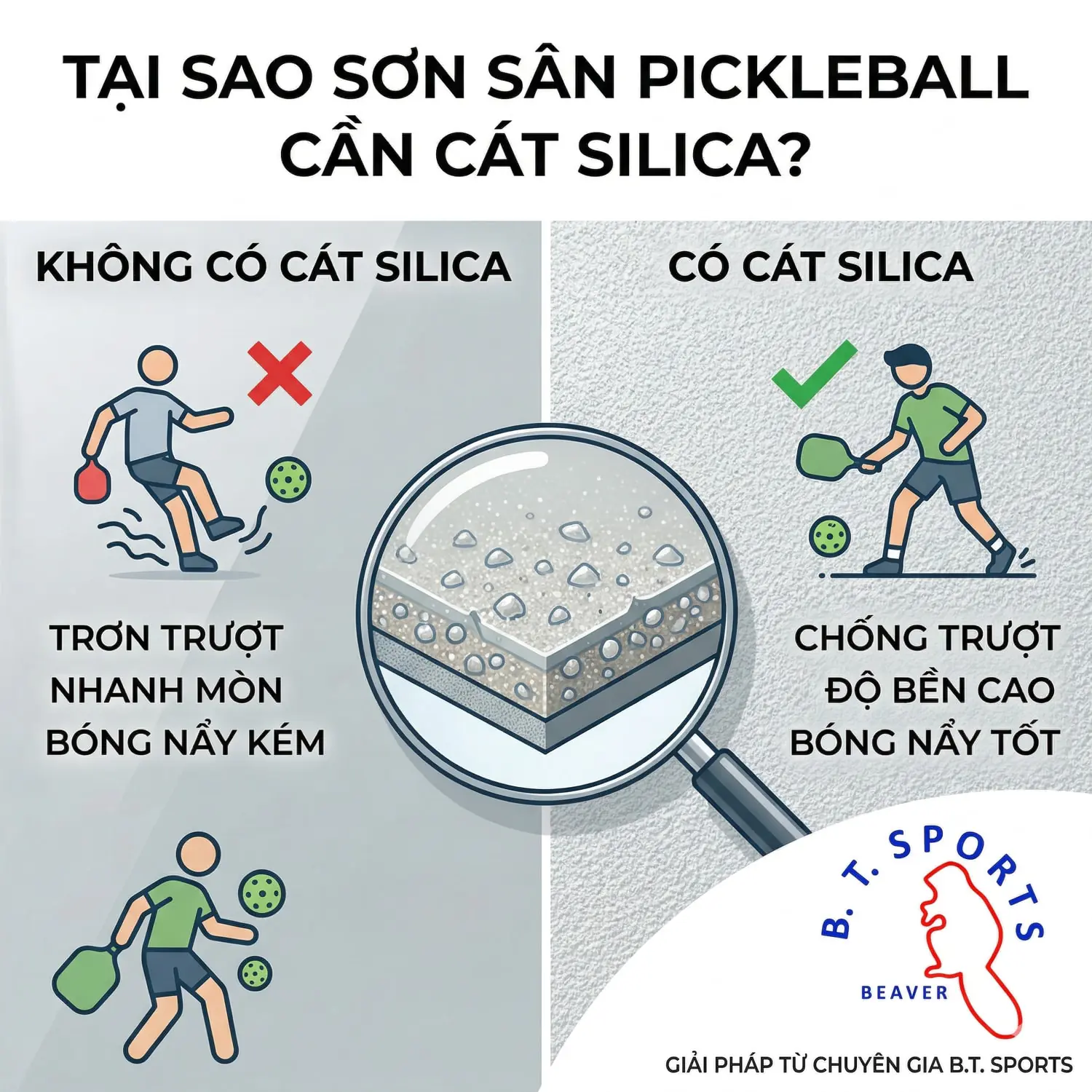 Tại sao sơn sân Pickleball cần cát Silica