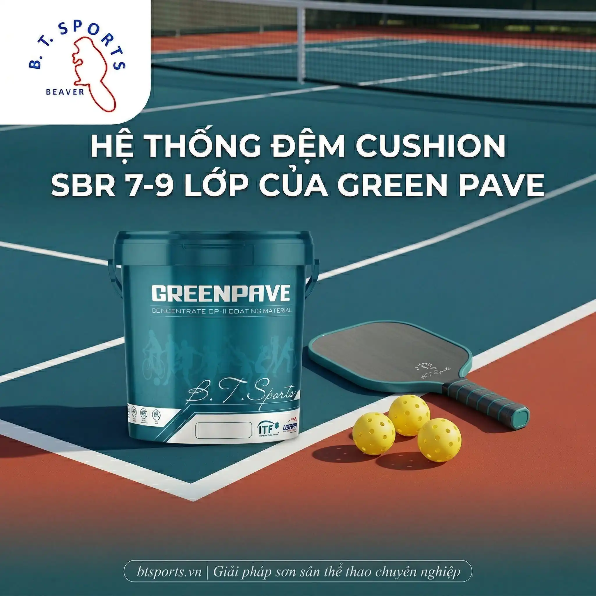 Hệ thống đệm Cushion SBR 7-9 lớp của Green Pave
