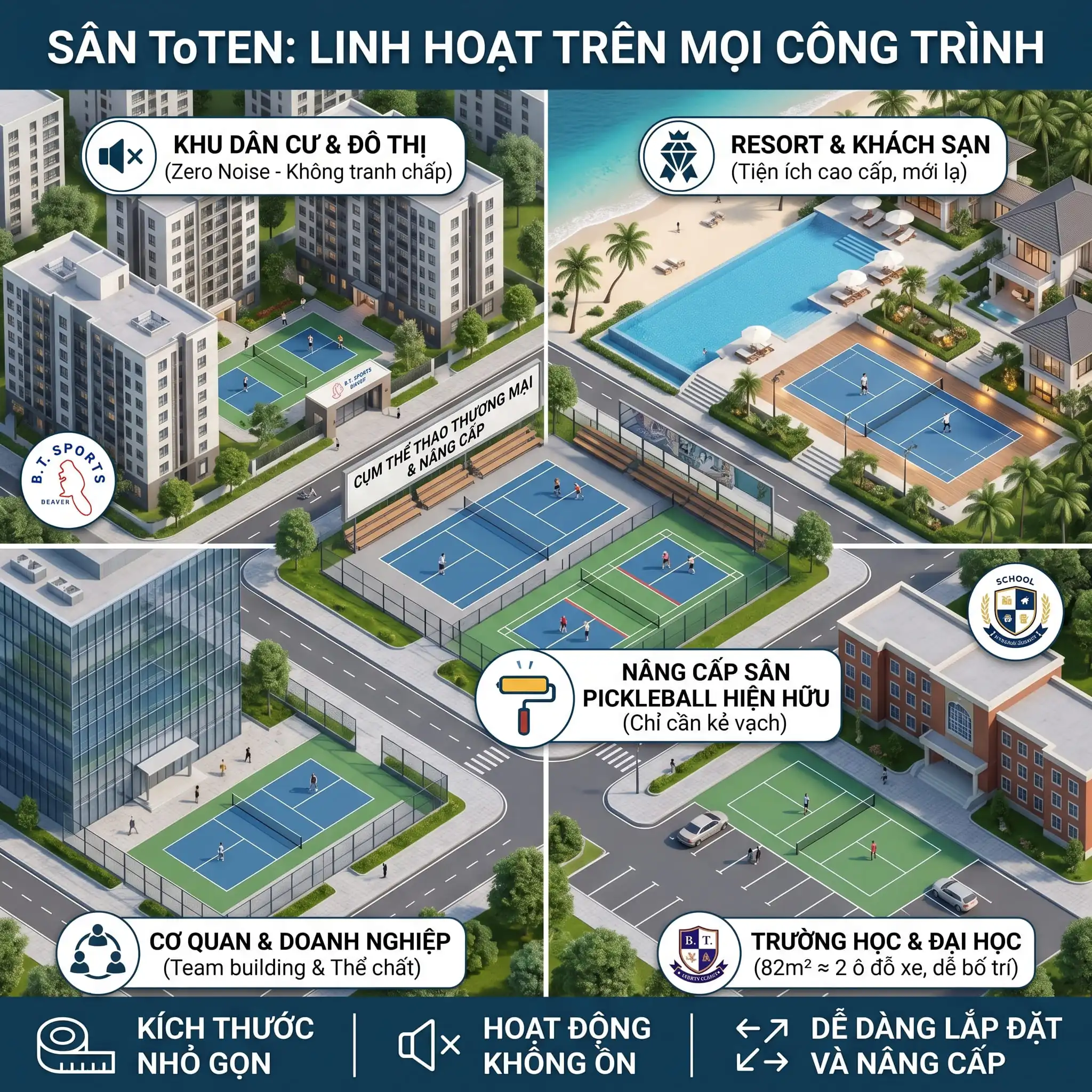 Sân ToTEN Phù Hợp Với Công Trình Nào